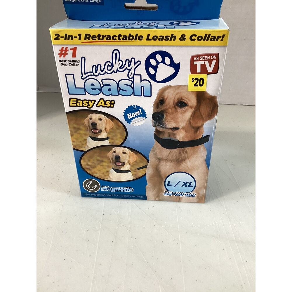 Lucky Leash - Retractable Dog Leash and Collar 2 in 1 for Dogs 36-80 Lbs L / XL